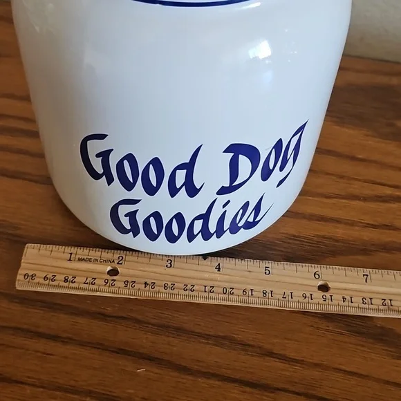 White and Blue Dog Treat Jar - Picture 8 of 9